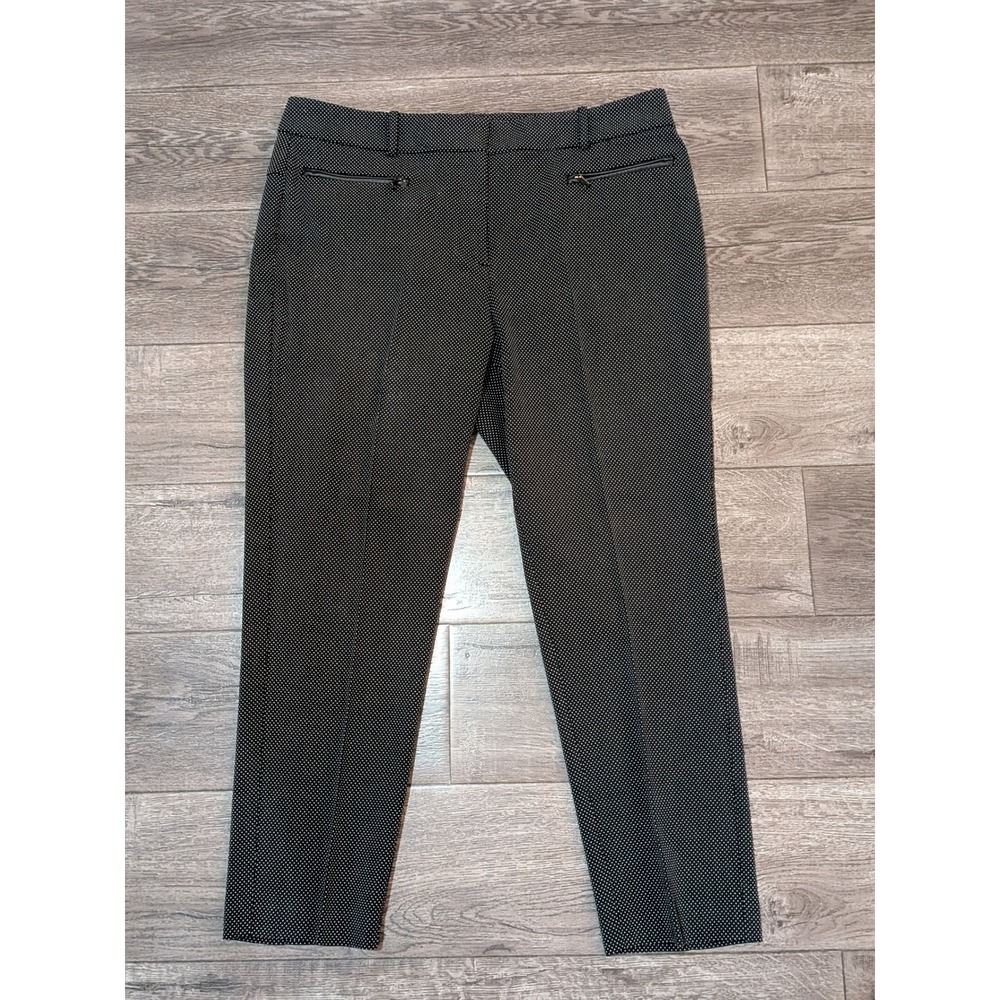 Ann Taylor Curvy Polka Dot Ankle Pants Size 14 Black White Tapered Workwear